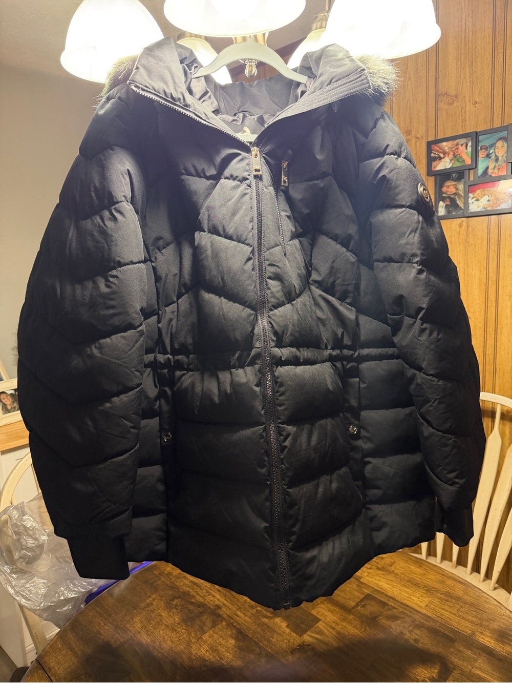 Michael Kors Quilted Woven Hooded Puffer Jacket Black Size 3X